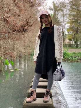 「NaRaYaのアイテム」を使った、游妤珊さん（レディース・156cm）の冬コーディネート