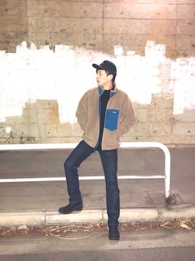 「FTC（エフティーシー）のアイテム（キャップ）」を使った、Instagram⇨52.ryuさん（メンズ・183cm）の冬コーディネート