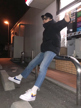 「airforce1」｜「アイテム（ダウンジャケット/コート）」を使った、Instagram⇨52.ryuさん（メンズ・183cm）の春コーディネート
