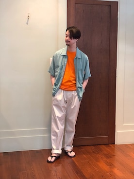 「LENO（リノ）のアイテム」を使った、FUJIWARAさん（メンズ・177cm）の夏コーディネート