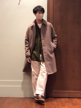 「URBAN RESEARCH（アーバンリサーチ）のアイテム（ステンカラーコート）」を使った、FUJIWARAさん（メンズ・177cm）の冬コーディネート