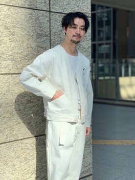 「チョコ色に染まれ」｜「アイテム（ノーカラージャケット）」を使った、FUJIWARAさん（メンズ・177cm）の冬コーディネート