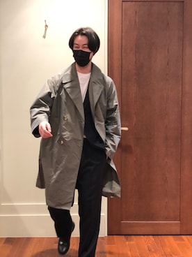 「URBAN RESEARCH（アーバンリサーチ）のアイテム（ステンカラーコート）」を使った、FUJIWARAさん（メンズ・177cm）の春コーディネート