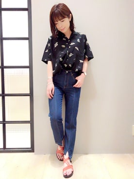 「LEPSIM（レプシィム）のベルトアツゾコサンダル　790591（サンダル）」を使った、mayaさん（レディース・158cm）の夏コーディネート
