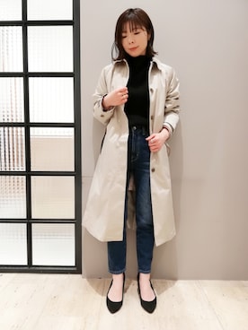 「LEPSIM（レプシィム）のアイテム（ステンカラーコート）」を使った、mayaさん（レディース・158cm）の冬コーディネート