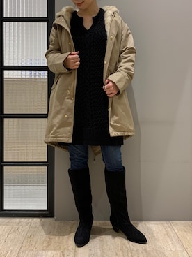 「LEPSIM（レプシィム）のアイテム（モッズコート）」を使った、mayaさん（レディース・158cm）の冬コーディネート