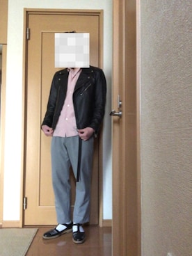 「417 EDIFICE（フォーワンセブンエディフィス）のアイテム（ライダースジャケット）」を使った、ma$aさん（メンズ・171cm）の春コーディネート
