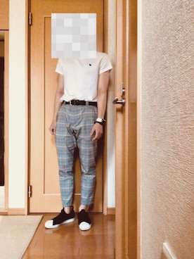 「Abercrombie&Fitch（アバークロンビーアンドフィッチ）のアイテム（Tシャツ/カットソー、ホワイト系）」を使った、ma$aさん（メンズ・175cm）の夏コーディネート
