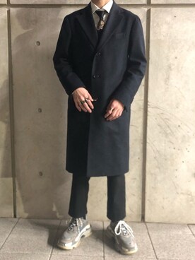 「BALENCIAGA」｜「アイテム（フォーマルスーツ/小物）」を使った、村人Cさん（メンズ・166cm）の冬コーディネート