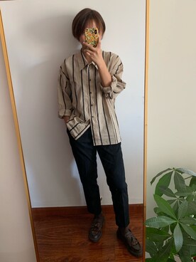「通勤穿搭」｜「アイテム（スラックス）」を使った、sissi童鞋さん（レディース・157cm）の秋コーディネート