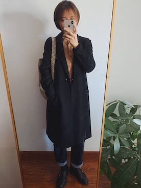 「秋冬」｜「アイテム（ピーコート）」を使った、sissi童鞋さん（レディース・157cm）の冬コーディネート