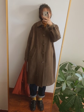 「no brand（ノーブランド）のアイテム（ピーコート）」を使った、sissi童鞋さん（レディース・157cm）の冬コーディネート