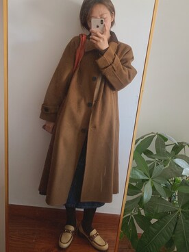 「no brand（ノーブランド）のアイテム（ピーコート）」を使った、sissi童鞋さん（レディース・157cm）の冬コーディネート