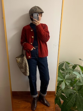 「アイテム（アンサンブル、レッド系）」を使った、sissi童鞋さん（レディース・157cm）の冬コーディネート