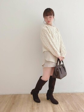 「ラテコーデ」｜マジェスティックレゴンエスパル仙台店スタッフさん（レディース・157cm）の冬コーディネート