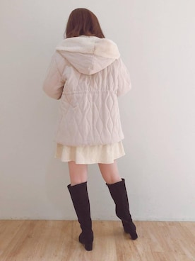 「ヘアアレンジ」｜「アイテム（その他アウター）」を使った、マジェスティックレゴンエスパル仙台店スタッフさん（レディース・157cm）の冬コーディネート