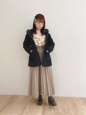 「ラテコーデ」｜マジェスティックレゴンエスパル仙台店スタッフさん（レディース・157cm）の冬コーディネート
