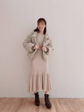 「マーメイド」｜「アイテム（ダウンジャケット/コート）」を使った、マジェスティックレゴンエスパル仙台店スタッフさん（レディース・157cm）の冬コーディネート