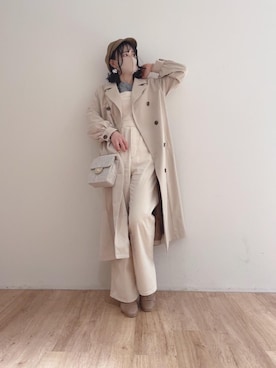 「MAJESTIC LEGON（マジェスティックレゴン）のアイテム（オールインワン・サロペット）」を使った、マジェスティックレゴンエスパル仙台店スタッフさん（レディース・157cm）の冬コーディネート