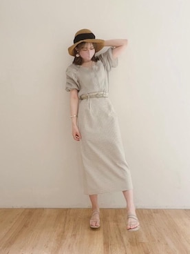 「シャーベットカラー」｜「アイテム（帽子）」を使った、マジェスティックレゴンエスパル仙台店スタッフさん（レディース・156cm）の春コーディネート