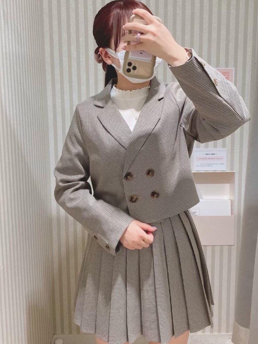 「デート、ガーリー、仙台、ミニ、MAJESTIC LEGON、低身長、マジェスティックレゴン、モテ、仙台ｴｽﾊﾟﾙ、カワイイ」｜「MAJESTIC LEGONのボリュームヒールシューズ（その他シューズ、ブラウン系）」を使った、マジェスティックレゴンエスパル仙台店スタッフさん（レディース・153cm）の秋コーディネートの1枚目の写真