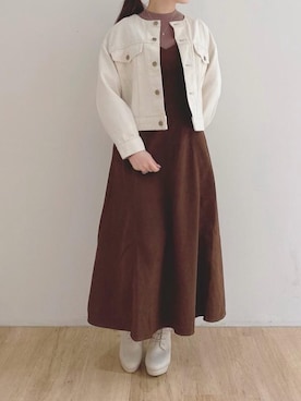 「仙台」｜「アイテム（デニムジャケット）」を使った、マジェスティックレゴンエスパル仙台店スタッフさん（レディース・153cm）の秋コーディネート