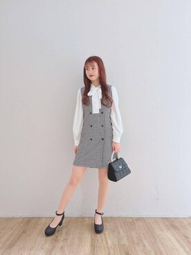「ダブルボタン」｜「アイテム（ワンピース/ドレス）」を使った、マジェスティックレゴンエスパル仙台店スタッフさん（レディース・160cm）の冬コーディネート