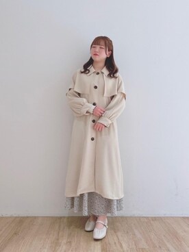 「仙台」｜「アイテム（トレンチコート）」を使った、マジェスティックレゴンエスパル仙台店スタッフさん（レディース・153cm）の冬コーディネート