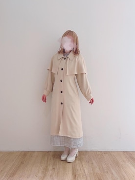 「仙台」｜「アイテム（トレンチコート）」を使った、マジェスティックレゴンエスパル仙台店スタッフさん（レディース・154cm）の冬コーディネート