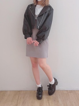 「MAJESTIC LEGON（マジェスティックレゴン）のアイテム（ライダースジャケット）」を使った、マジェスティックレゴンエスパル仙台店スタッフさん（レディース・154cm）の冬コーディネート