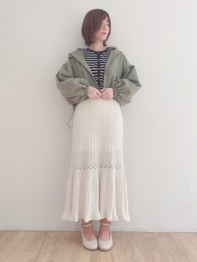 「仙台」｜「アイテム（ブルゾン）」を使った、マジェスティックレゴンエスパル仙台店スタッフさん（レディース・158cm）の春コーディネート