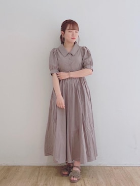「仙台」｜「アイテム（シャツワンピース）」を使った、マジェスティックレゴンエスパル仙台店スタッフさん（レディース・153cm）の春コーディネート
