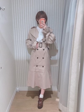 「仙台」｜「アイテム（トレンチコート）」を使った、マジェスティックレゴンエスパル仙台店スタッフさん（レディース・158cm）の夏コーディネート