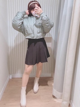 「仙台」｜「アイテム（ブルゾン）」を使った、マジェスティックレゴンエスパル仙台店スタッフさん（レディース・152cm）の冬コーディネート
