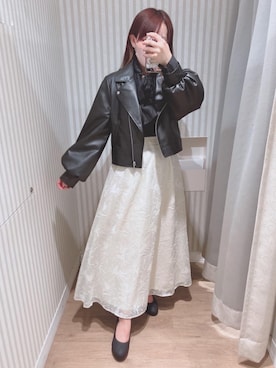 「MAJESTIC LEGON（マジェスティックレゴン）のアイテム（ライダースジャケット）」を使った、マジェスティックレゴンエスパル仙台店スタッフさん（レディース・152cm）の冬コーディネート