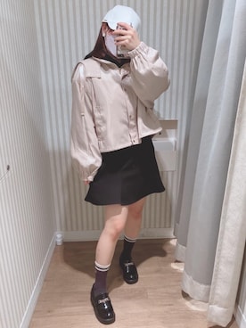 「仙台」｜「アイテム（ブルゾン）」を使った、マジェスティックレゴンエスパル仙台店スタッフさん（レディース・152cm）の冬コーディネート