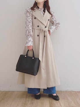 「仙台」｜「アイテム（トレンチコート）」を使った、マジェスティックレゴンエスパル仙台店スタッフさん（レディース・153cm）の冬コーディネート