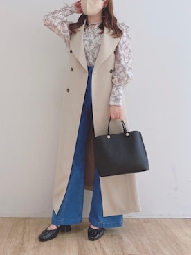 「でにむ」｜「アイテム（トレンチコート）」を使った、マジェスティックレゴンエスパル仙台店スタッフさん（レディース・153cm）の春コーディネート