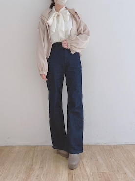 「仙台」｜「アイテム（ブルゾン）」を使った、マジェスティックレゴンエスパル仙台店スタッフさん（レディース・158cm）の春コーディネート
