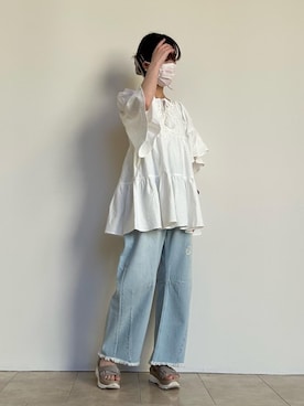 「でにむ」｜「アイテム（サンダル）」を使った、マジェスティックレゴンエスパル仙台店スタッフさん（レディース・158cm）の夏コーディネート
