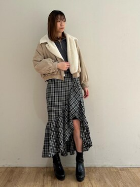 「仙台」｜「アイテム（ブルゾン）」を使った、マジェスティックレゴンエスパル仙台店スタッフさん（レディース・158cm）の秋コーディネート