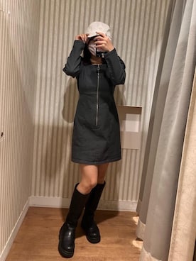「でにむ」｜「アイテム（ワンピース/ドレス）」を使った、マジェスティックレゴンエスパル仙台店スタッフさん（レディース・152cm）の冬コーディネート