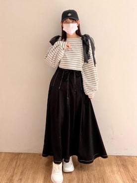 「仙台」｜「アイテム（帽子）」を使った、マジェスティックレゴンエスパル仙台店スタッフさん（レディース・152cm）の春コーディネート