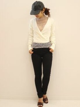 「YOUNG&OLSEN The DRYGOODS STORE（ヤングアンドオルセン）の【YOUNG＆OLSEN】 スエードキャップ◆（Cap、ブラック系）」を使った、RISAさん（レディース・161cm）の秋コーディネート