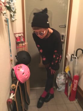 「Re:make（リメイク）のアイテム（ニットキャップ/ビーニー）」を使った、EMMYさん（レディース・154cm）の冬コーディネート