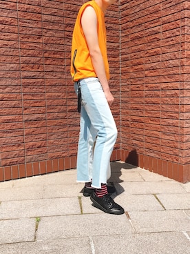 「8seconds（エイトセカンズ）のアイテム（デニムパンツ、ブルー系）」を使った、Leoさん（メンズ・176cm）の冬コーディネート