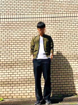 「JOURNAL STANDARD relume（ジャーナルスタンダード　レリューム）のアイテム（MA-1）」を使った、MOUさん（メンズ・166cm）の春コーディネート