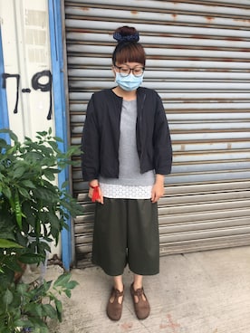 「chambre de charme（シャンブルドゥシャーム）のアイテム（ブルゾン）」を使った、吳綾人さん（レディース・158cm）の夏コーディネート
