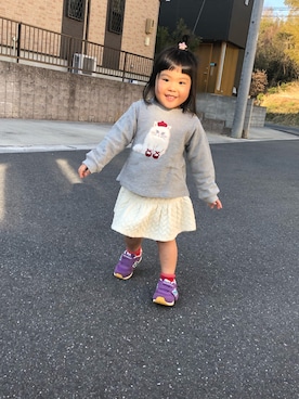 「アイテム（スカート）」を使った、sakusaku27さん（キッズ・90cm）の冬コーディネート