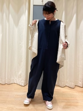 「Samansa Mos2 blue」｜「アイテム（ミリタリージャケット）」を使った、🌱メグミさん（レディース・154cm）の春コーディネート